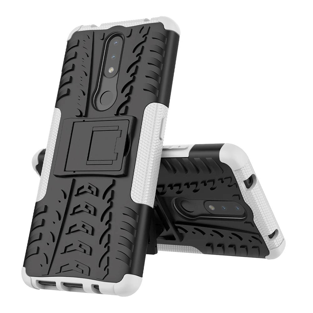 Nokia 2.4 Håndværker Case m. Kickstand - Sort / Hvid