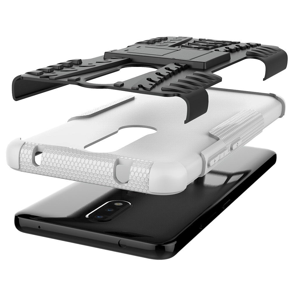 Nokia 2.4 Håndværker Case m. Kickstand - Sort / Hvid