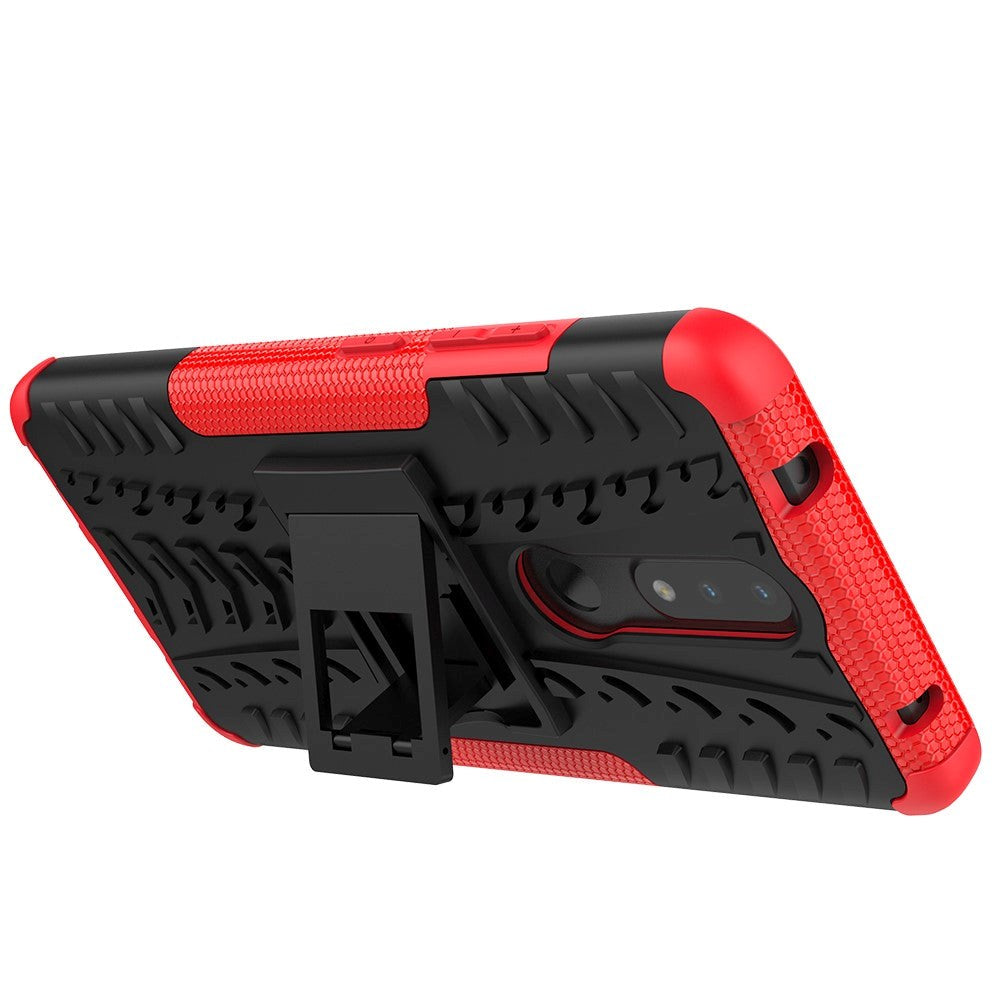 Nokia 2.4 Håndværker Case m. Kickstand - Sort / Rød