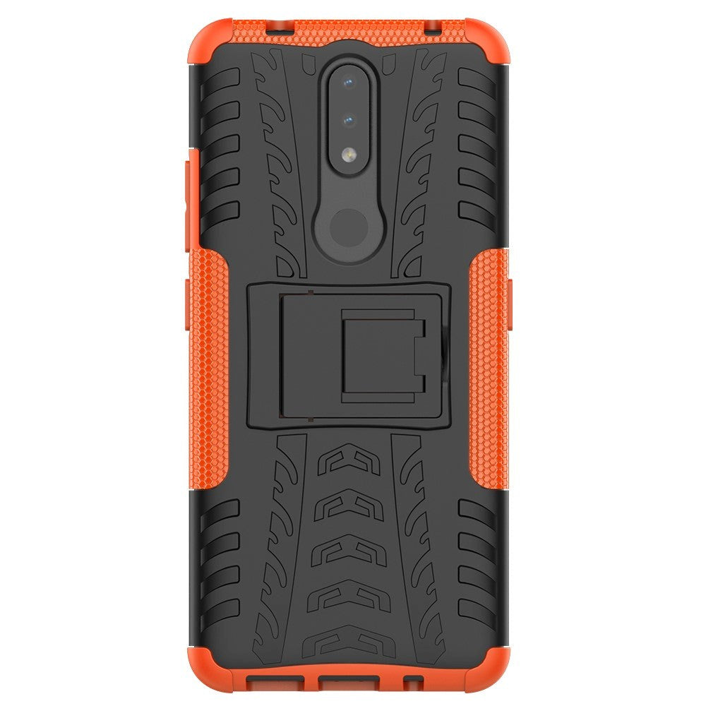 Nokia 2.4 Håndværker Case m. Kickstand - Sort / Orange
