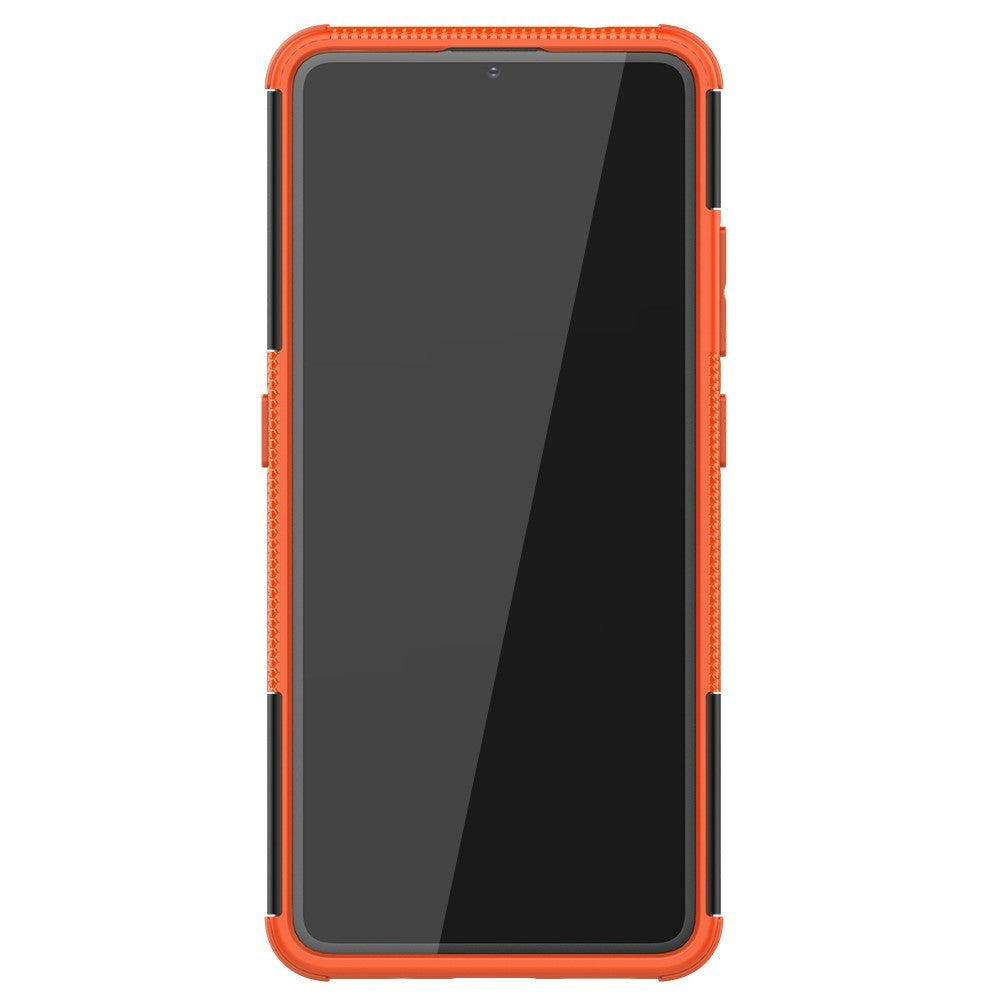 Nokia 2.4 Håndværker Case m. Kickstand - Sort / Orange