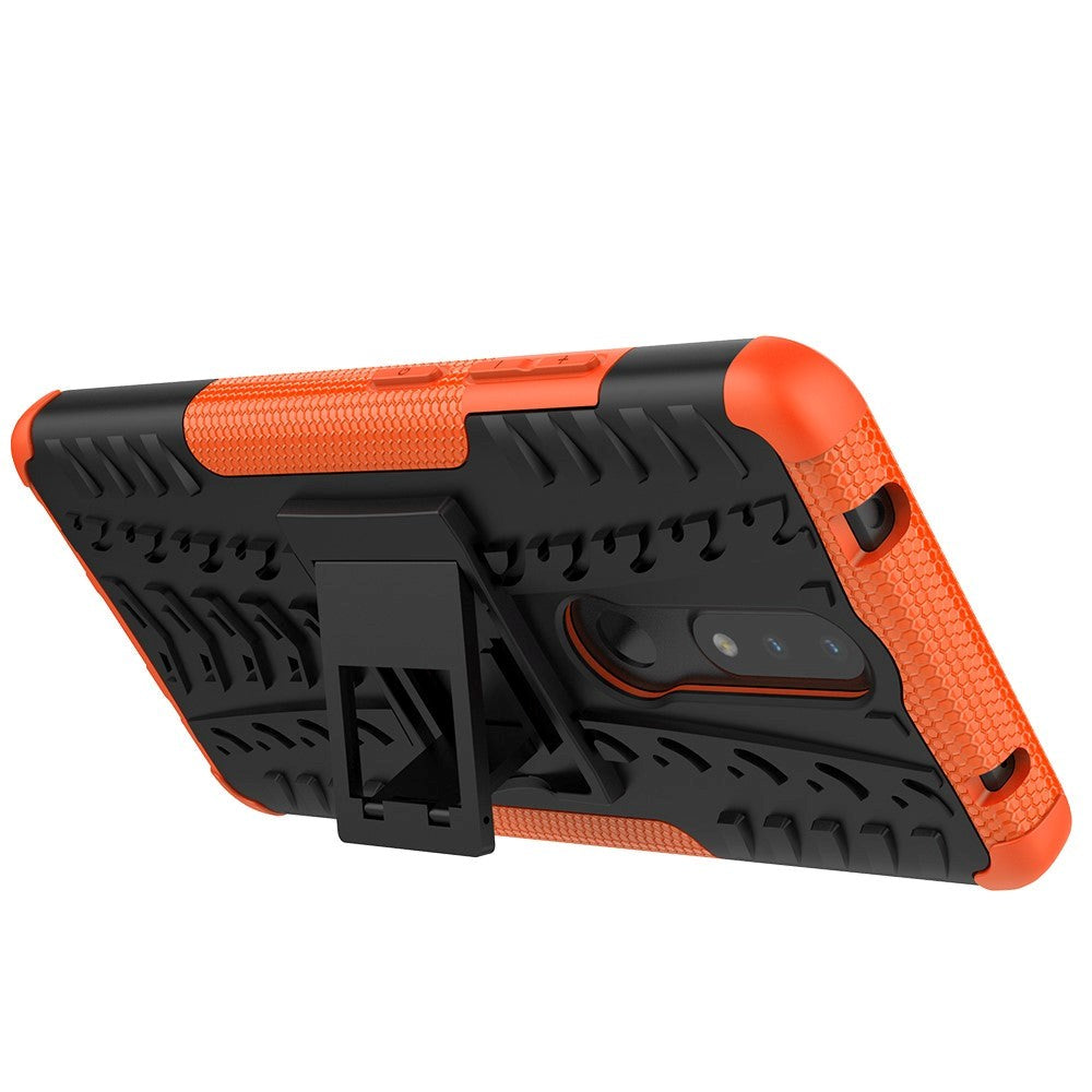 Nokia 2.4 Håndværker Case m. Kickstand - Sort / Orange