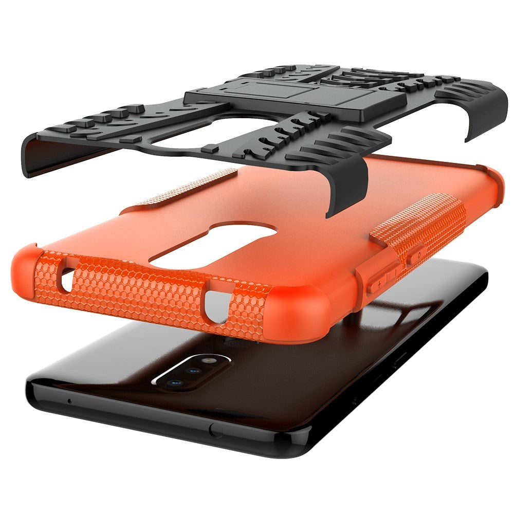 Nokia 2.4 Håndværker Case m. Kickstand - Sort / Orange