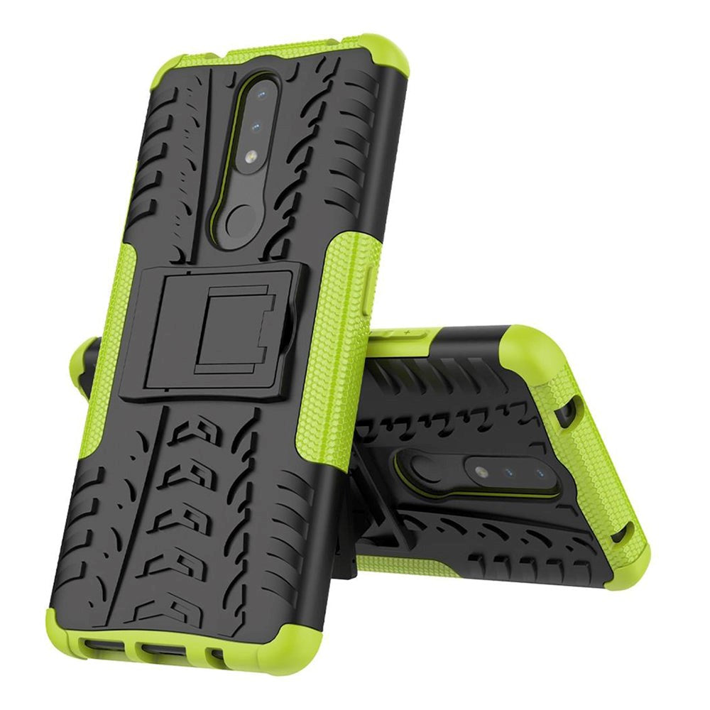 Nokia 2.4 Håndværker Case m. Kickstand - Sort / Grøn