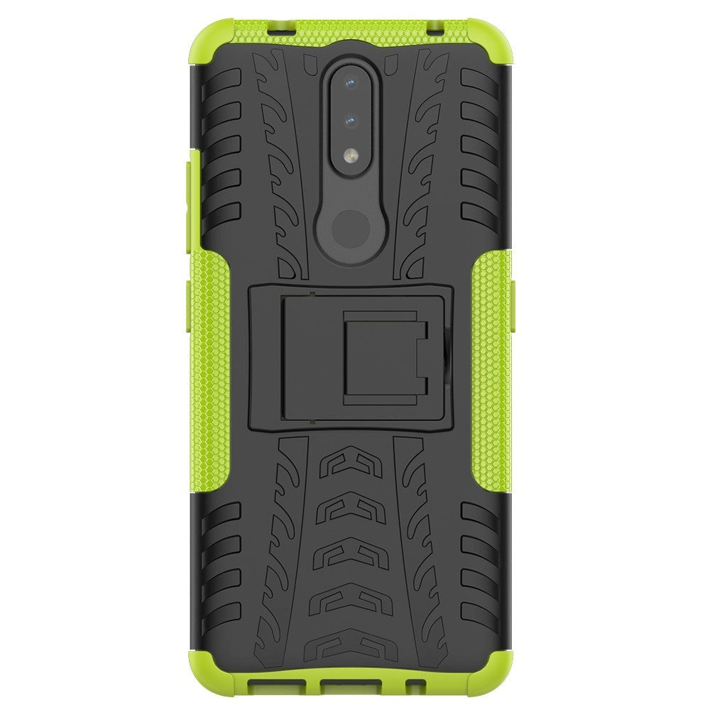 Nokia 2.4 Håndværker Case m. Kickstand - Sort / Grøn