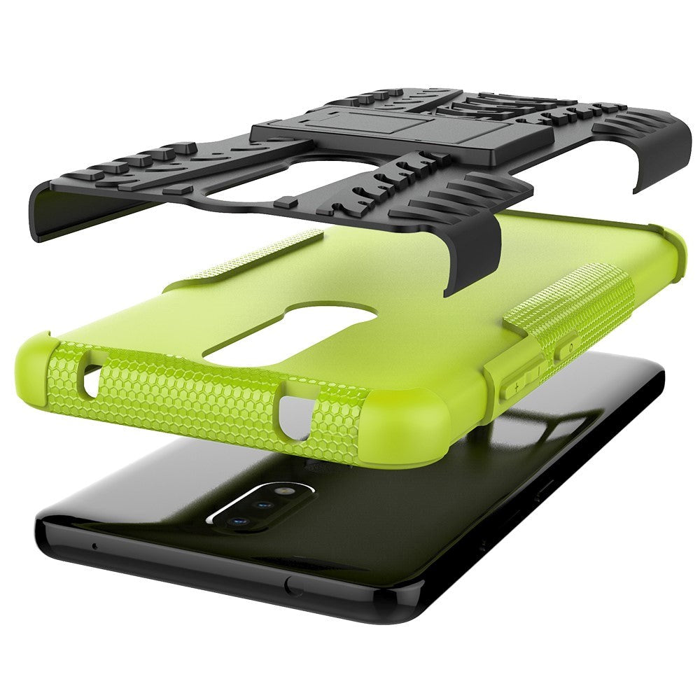 Nokia 2.4 Håndværker Case m. Kickstand - Sort / Grøn