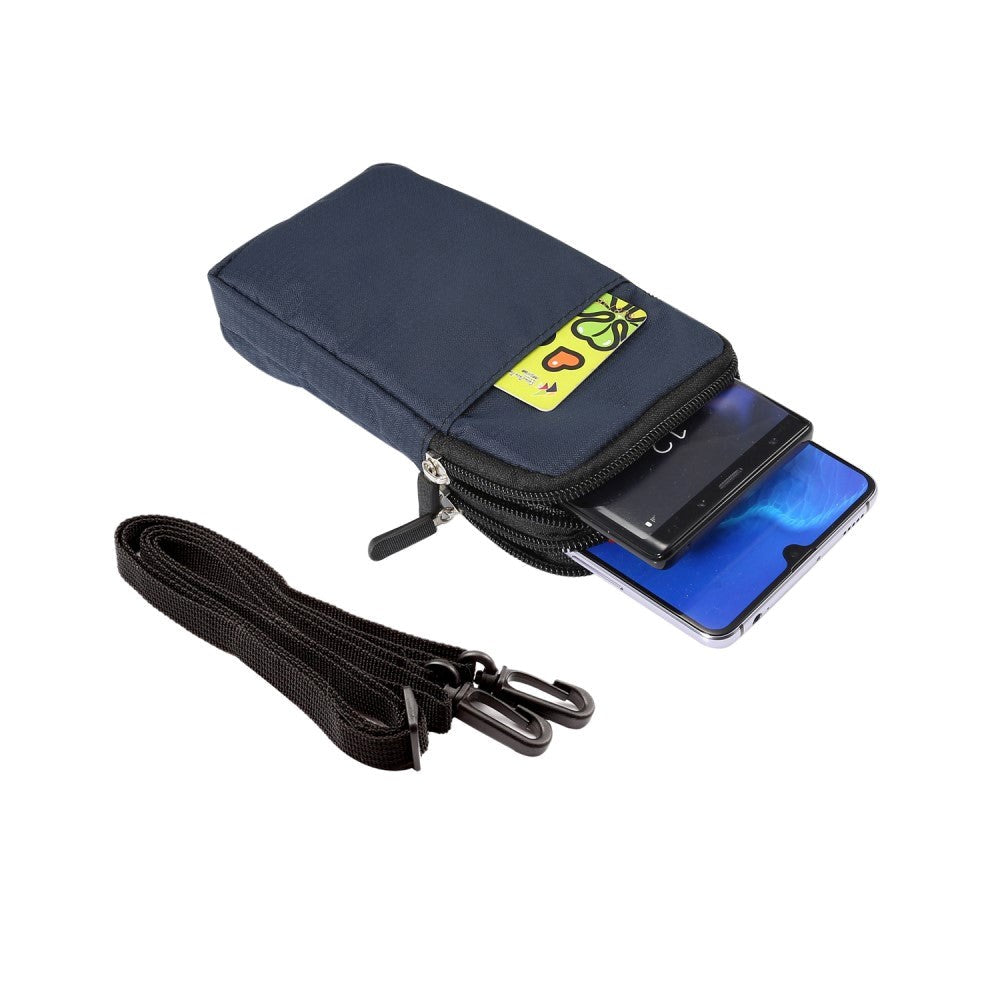 Bæltetaske Til Smartphones m. Karabinhage & Strop - Mørkeblå