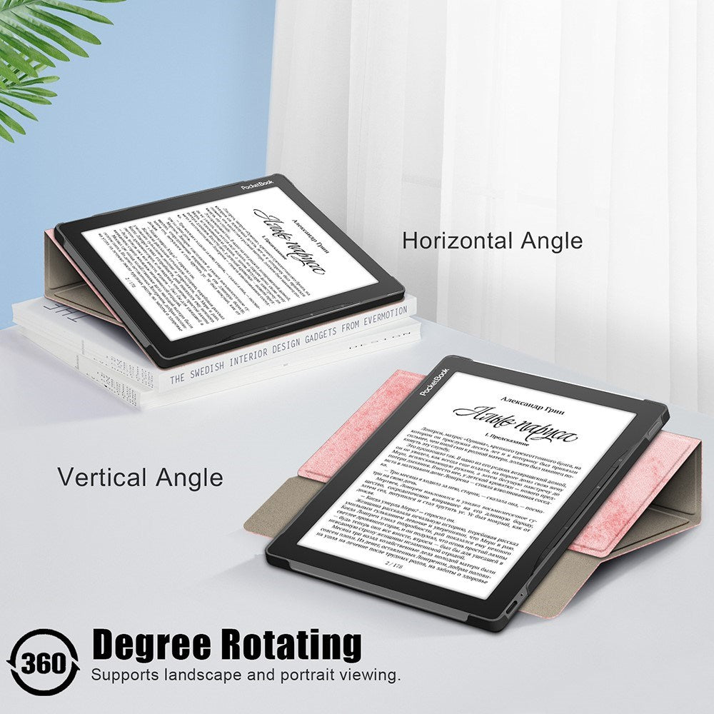EIDERWOOD PocketBook InkPad Lite Læder Flip Cover m. 360 Graders Ståfunktion & Penholder - Lyserød