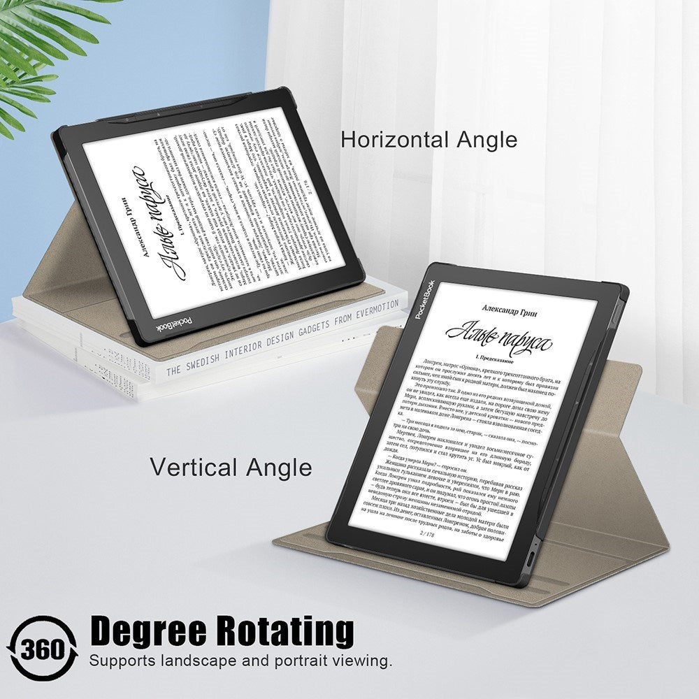 EIDERWOOD PocketBook InkPad Lite Læder Flip Cover m. 360 Graders Ståfunktion & Penholder - Lyserød