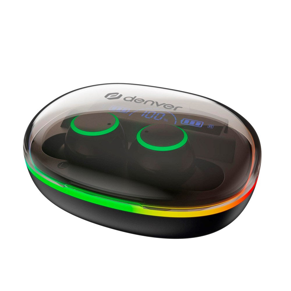 Denver True Wireless Headset m. Lyseffekt - In-Ear - Sort