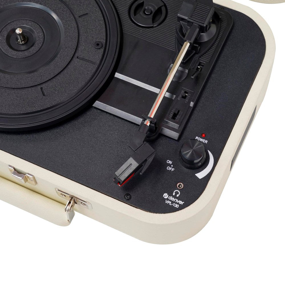 Denver VPL-130 Pladespiller - 2 x 10W Indbyggede Højtalere - Optagelsessoftware - Beige