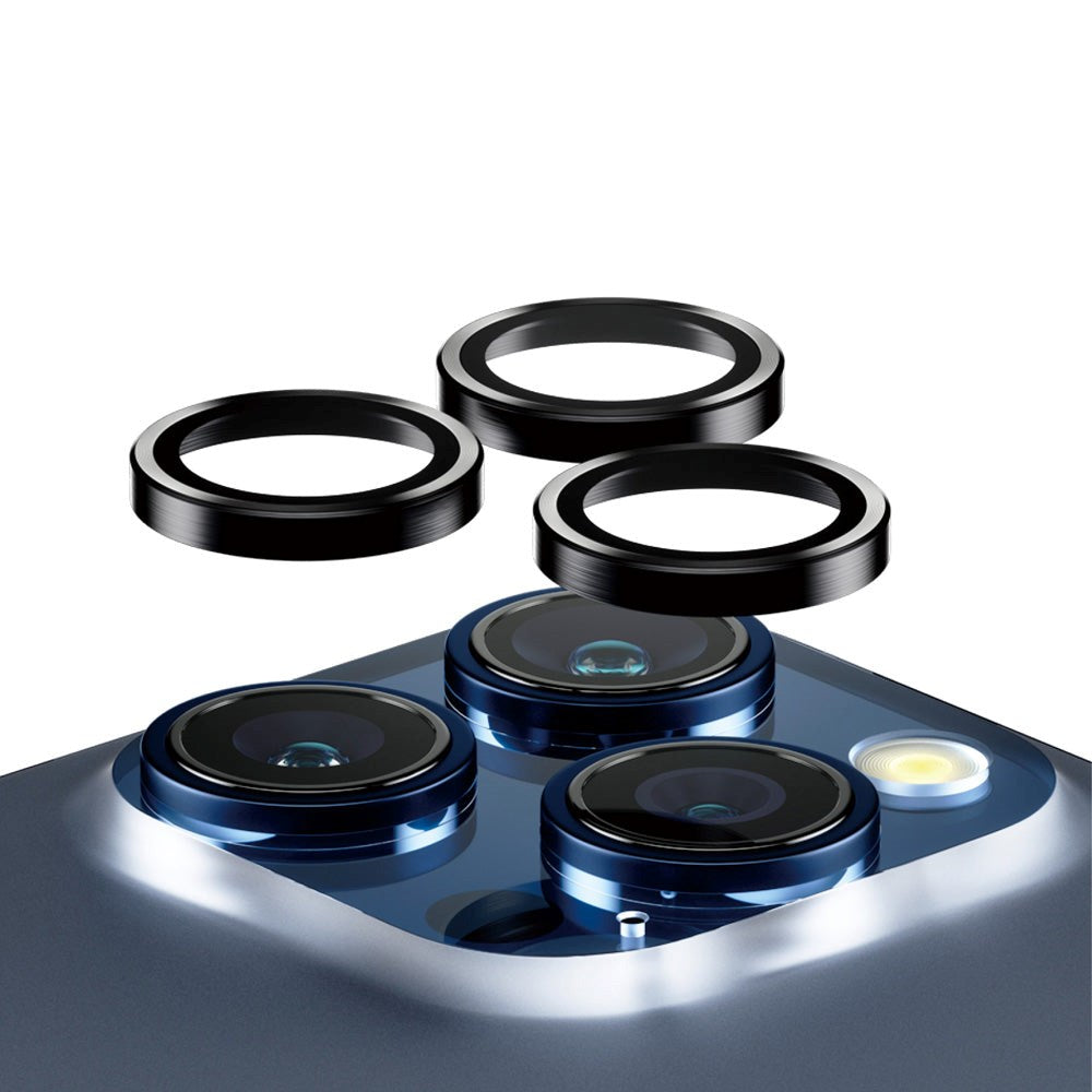 iPhone 15 Pro / 15 Pro Max PanzerGlass Hoops - Beskyttelse til Kamera - Platinum Strength - Gennemsigtig / Sort