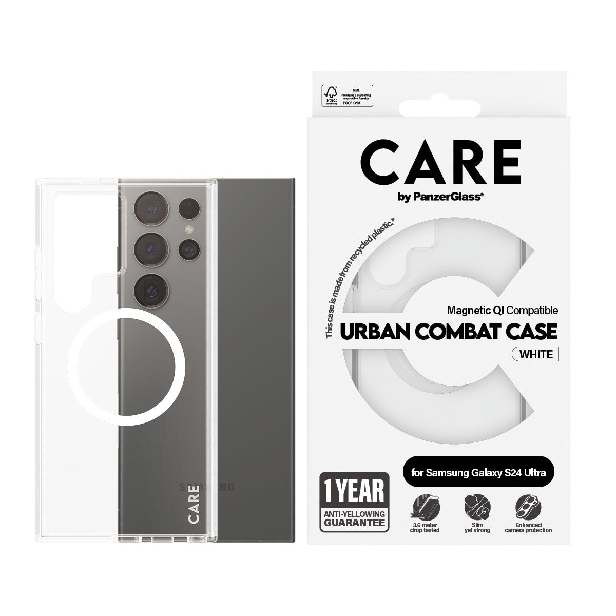 CARE by PanzerGlass Samsung Galaxy S24 Ultra FLAGSHIP Urban Combat Cover - Transparent