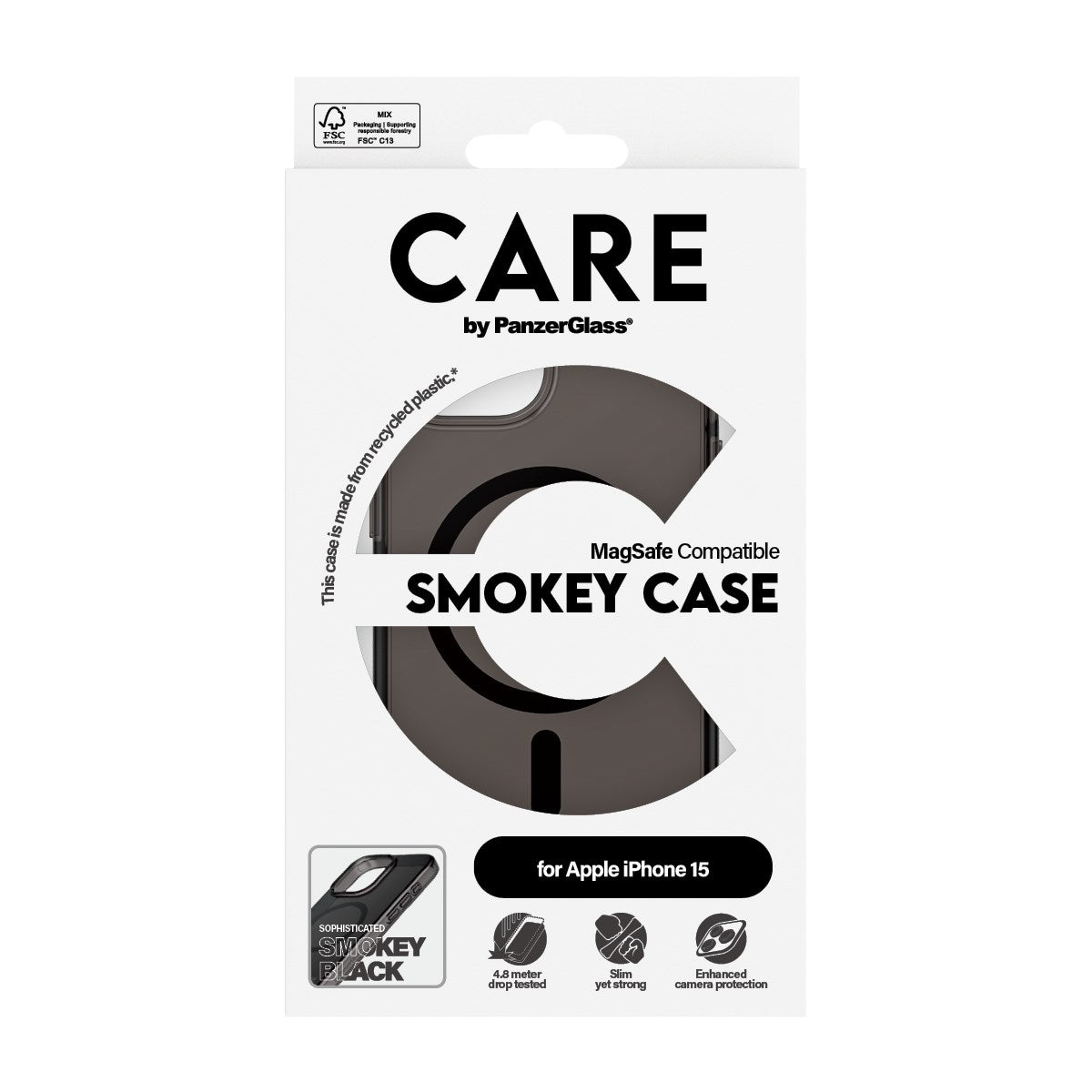 CARE by PanzerGlass iPhone 15 FLAGSHIP Urban Combat Cover - MagSafe Kompatibel - Smokey / Black