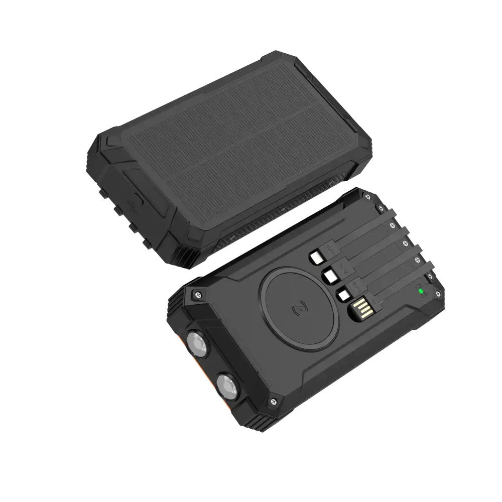 Denver Solcelle PowerBank m. Indbygget Kabel - 20.000 mAh - Sort