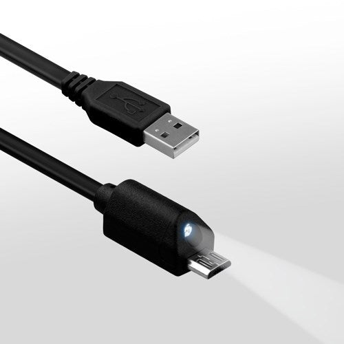 Naztech Micro-USB kabel med Lys 1.8m - Sort