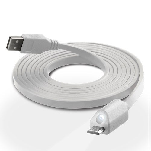 Naztech Micro-USB kabel med Lys 1.8m - Hvid