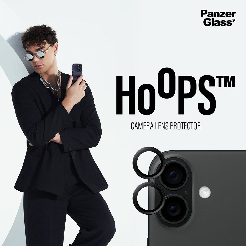 iPhone 16 / 16 Plus PanzerGlass Hoops - Beskyttelse til Kamera - Gennemsigtig / Sort