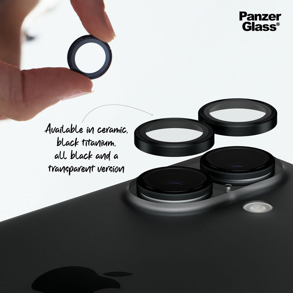 iPhone 16 / 16 Plus PanzerGlass Hoops - Beskyttelse til Kamera - Gennemsigtig / Sort