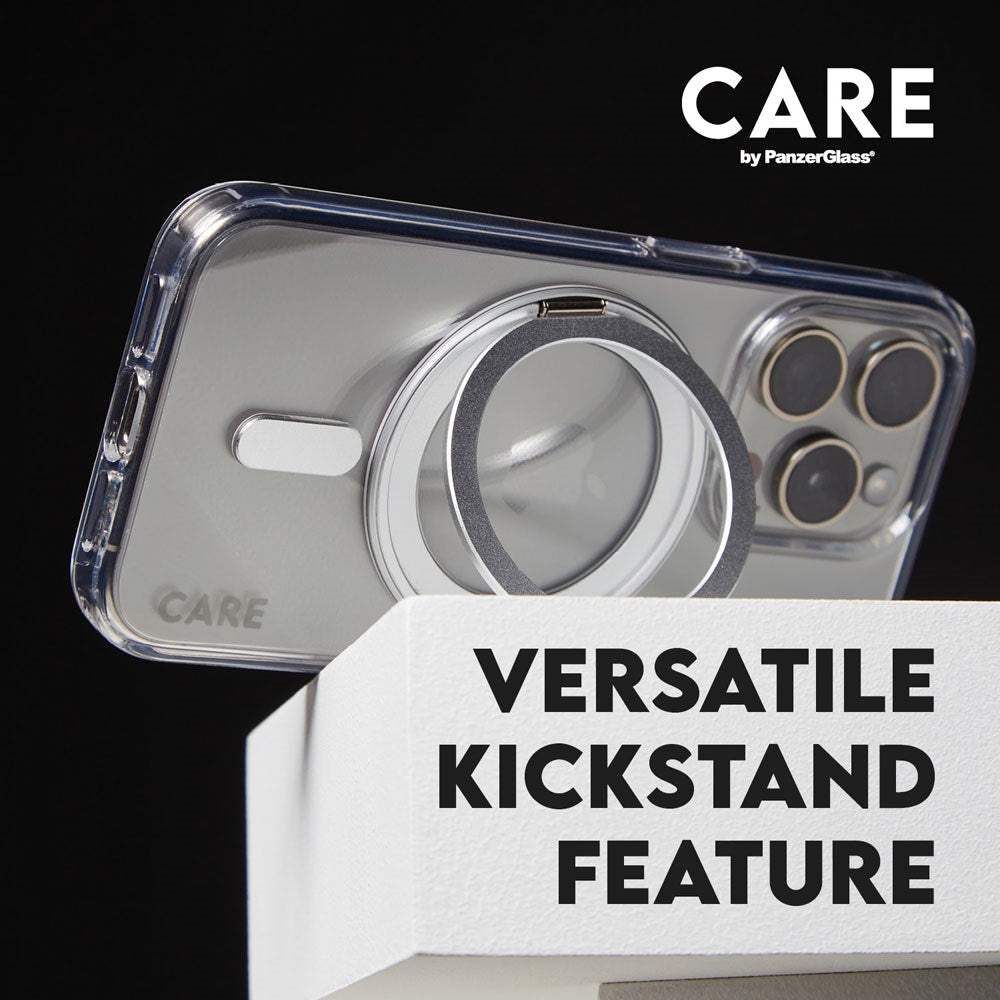 CARE by PanzerGlass iPhone 16 Pro Feature Kickstand Cover - MagSafe Kompatibel - Transparent / Black
