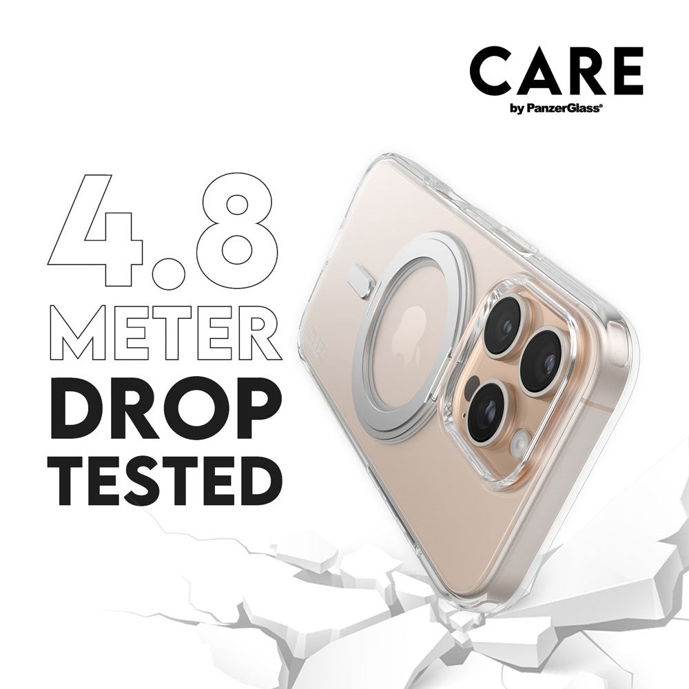 CARE by PanzerGlass iPhone 16 Pro Feature Kickstand Cover - MagSafe Kompatibel - Transparent / Silver
