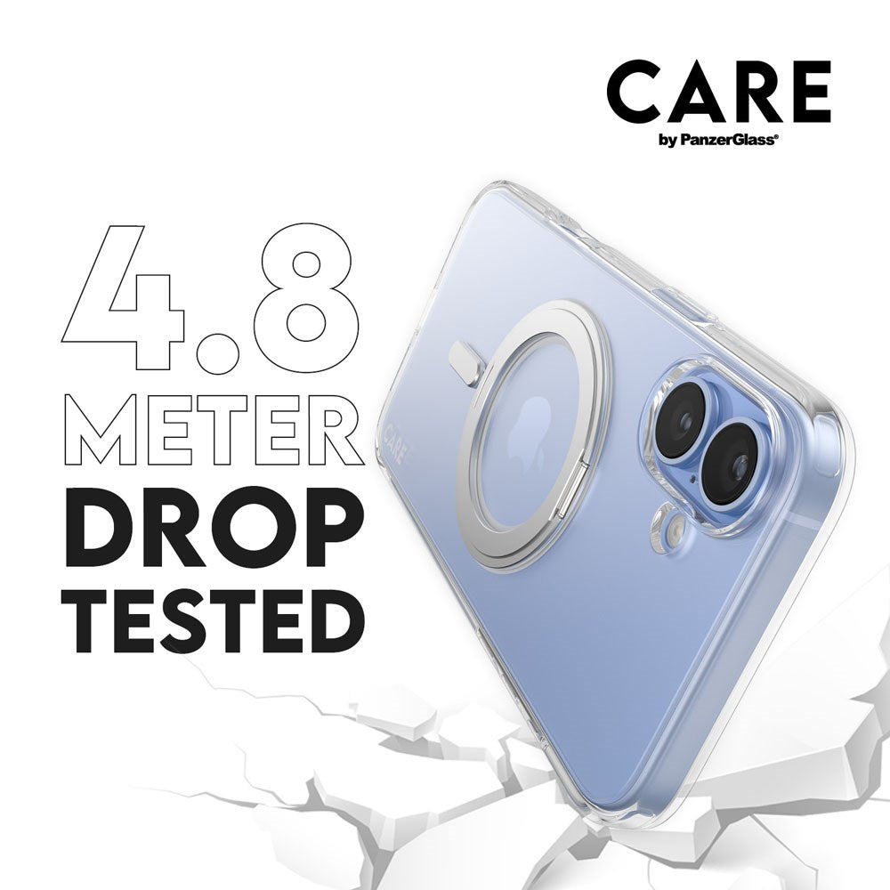 CARE by PanzerGlass iPhone 16 Plus Feature Kickstand Cover - MagSafe Kompatibel - Transparent / Silver