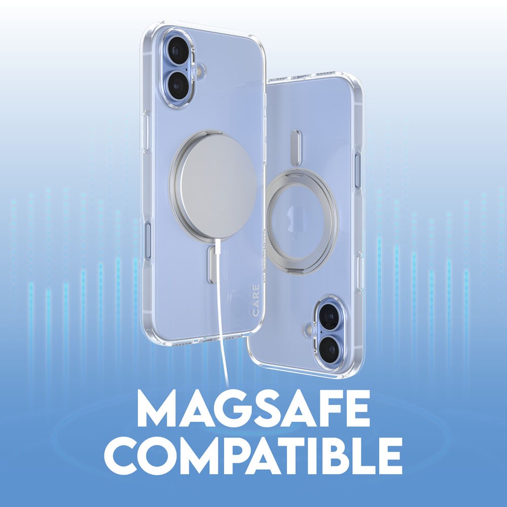 CARE by PanzerGlass iPhone 16 Plus Feature Kickstand Cover - MagSafe Kompatibel - Transparent / Silver