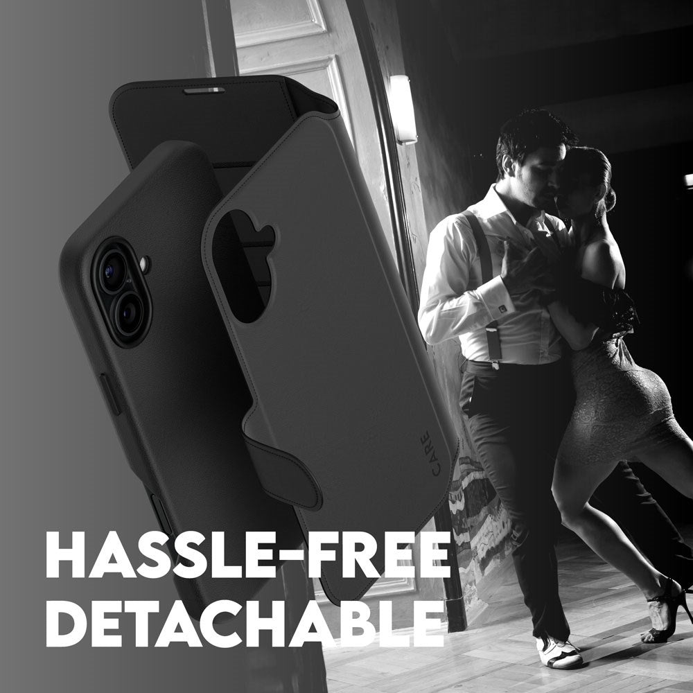 CARE by PanzerGlass iPhone 16 Feature Tango 2-in-1 Flip Cover m. Pung - Sort