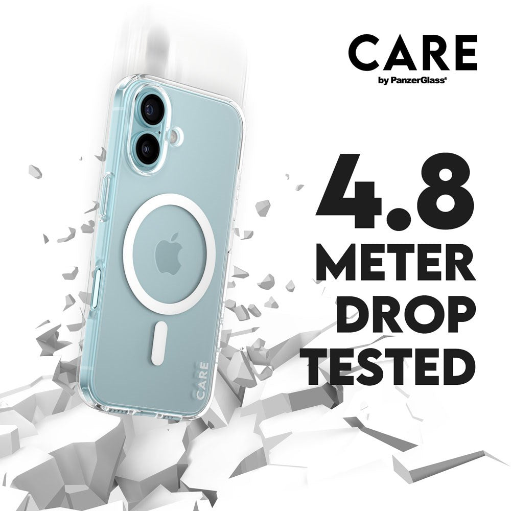 CARE by PanzerGlass iPhone 16 FLAGSHIP Urban Combat Cover - MagSafe Kompatibel - Transparent / White