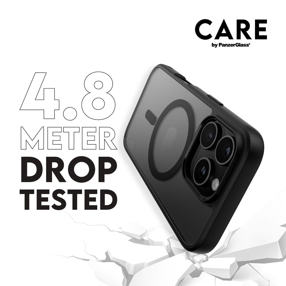 CARE by PanzerGlass iPhone 16 Pro FLAGSHIP Urban Combat Cover - MagSafe Kompatibel - Transparent / Black Frame