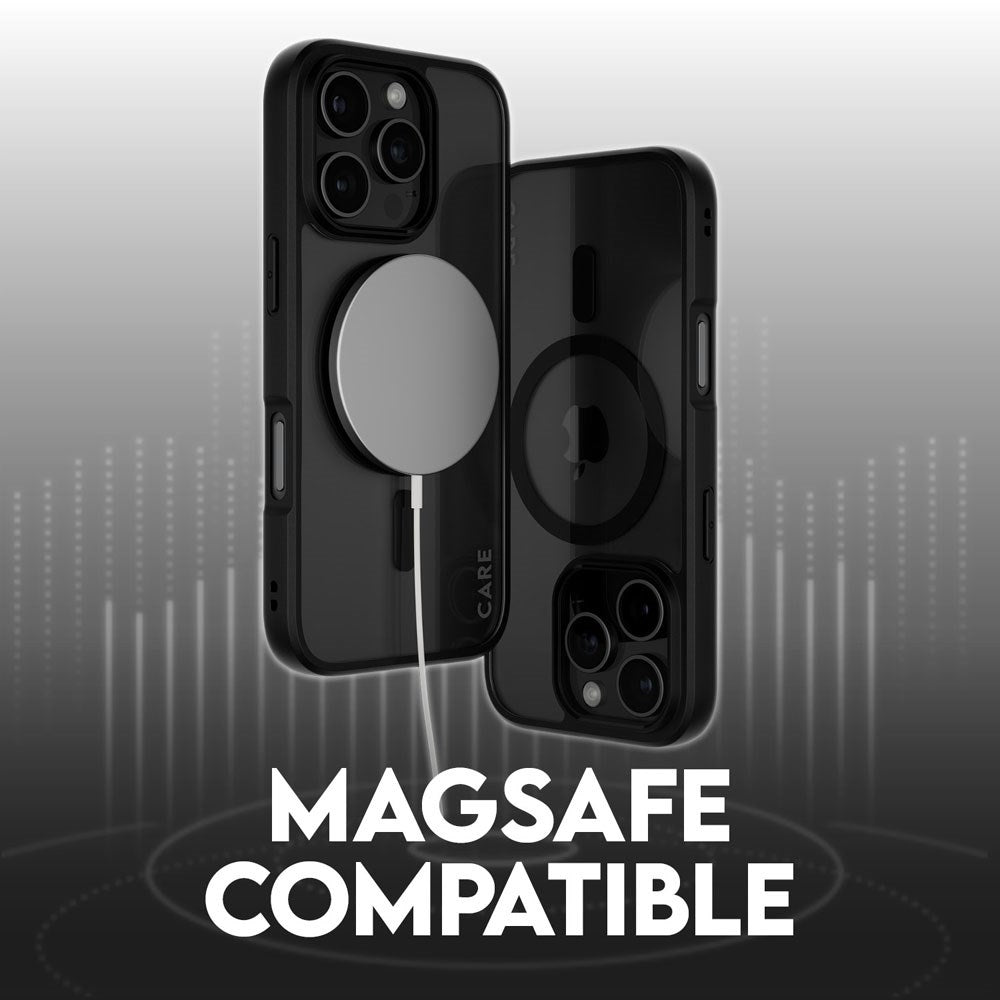 CARE by PanzerGlass iPhone 16 Pro FLAGSHIP Urban Combat Cover - MagSafe Kompatibel - Transparent / Black Frame