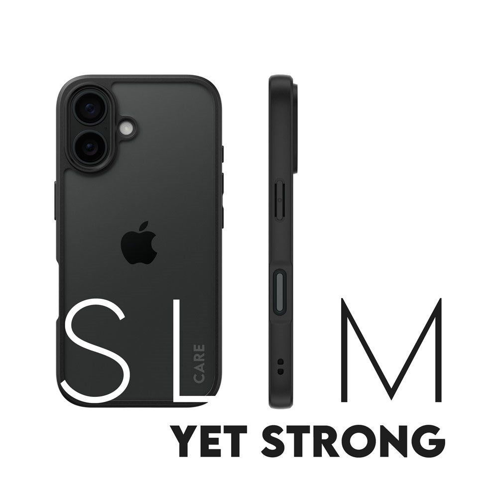 CARE by PanzerGlass iPhone 16 FLAGSHIP Urban Combat Cover - Transparent / Black Frame