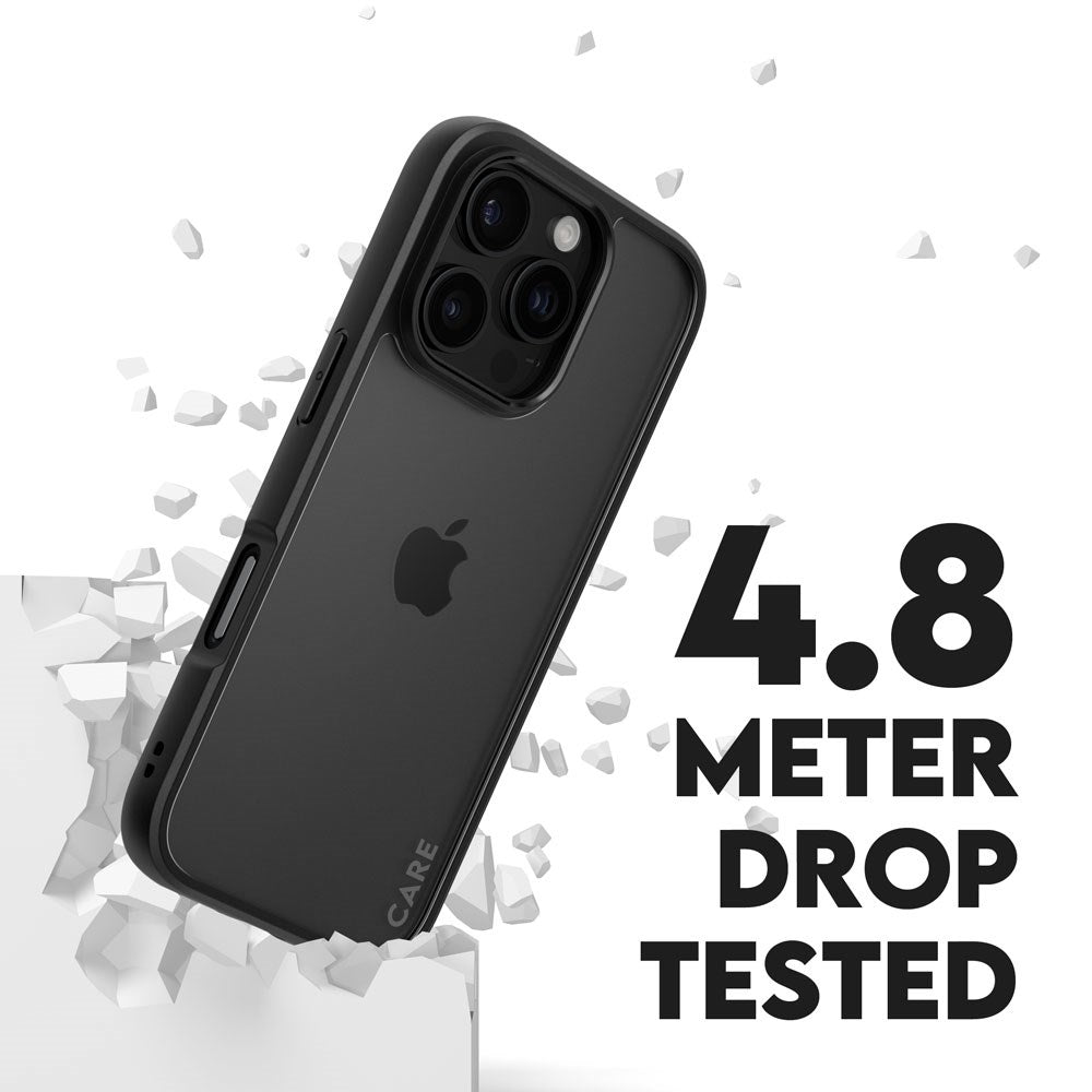 CARE by PanzerGlass iPhone 16 Pro FLAGSHIP Urban Combat Cover - Transparent / Black Frame