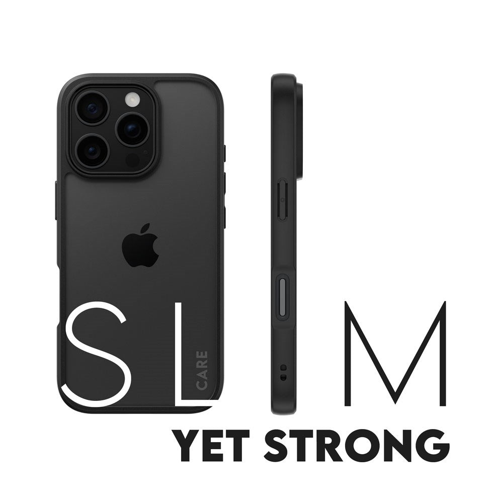 CARE by PanzerGlass iPhone 16 Pro FLAGSHIP Urban Combat Cover - Transparent / Black Frame
