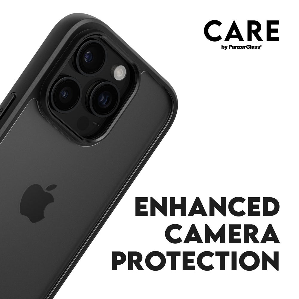 CARE by PanzerGlass iPhone 16 Pro FLAGSHIP Urban Combat Cover - Transparent / Black Frame