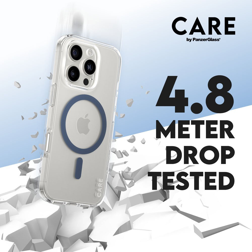 CARE by PanzerGlass iPhone 16 Pro FLAGSHIP Urban Combat Cover - MagSafe Kompatibel - Transparent / Coronet Blue