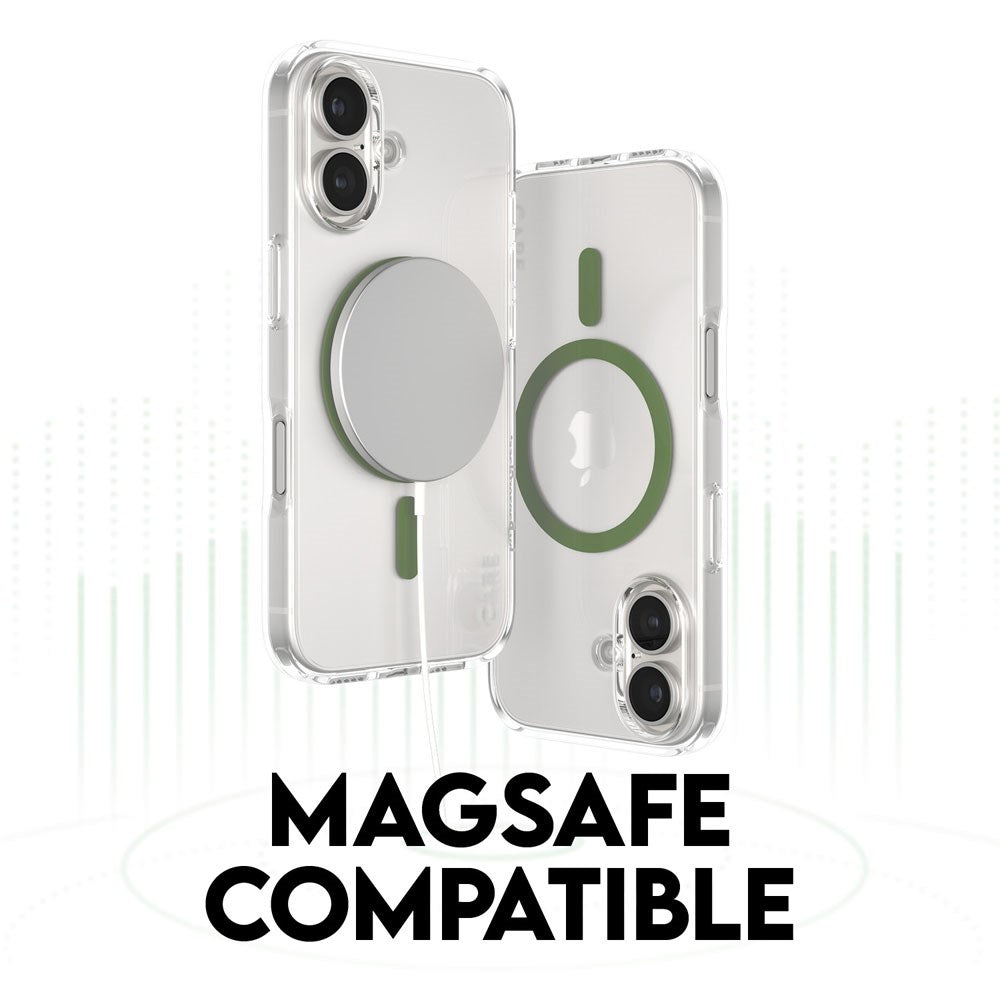 CARE by PanzerGlass iPhone 16 Plus FLAGSHIP Urban Combat Cover - MagSafe Kompatibel - Transparent / Piquant Green