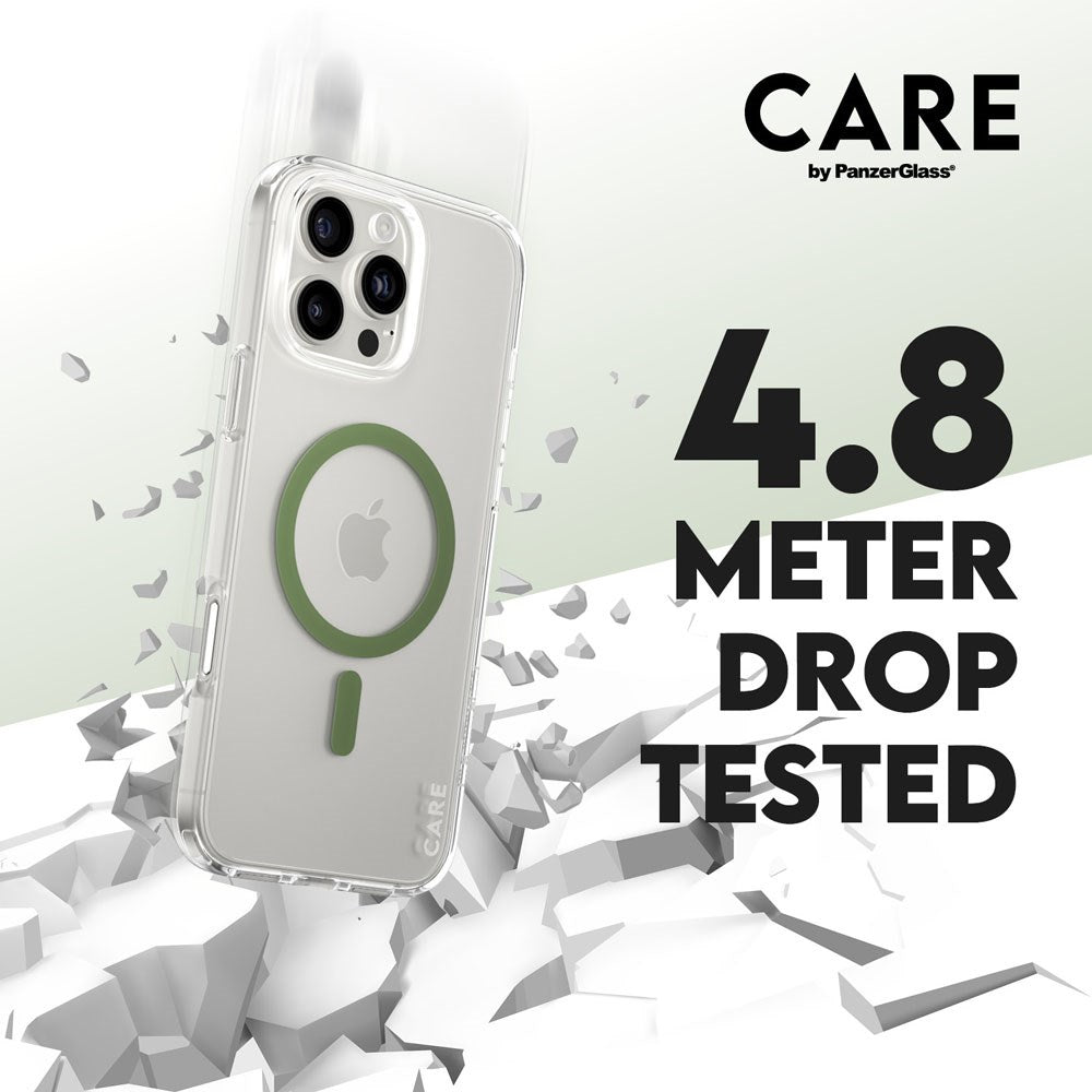 CARE by PanzerGlass iPhone 16 Pro Max FLAGSHIP Urban Combat Cover - MagSafe Kompatibel - Transparent / Piquant Green