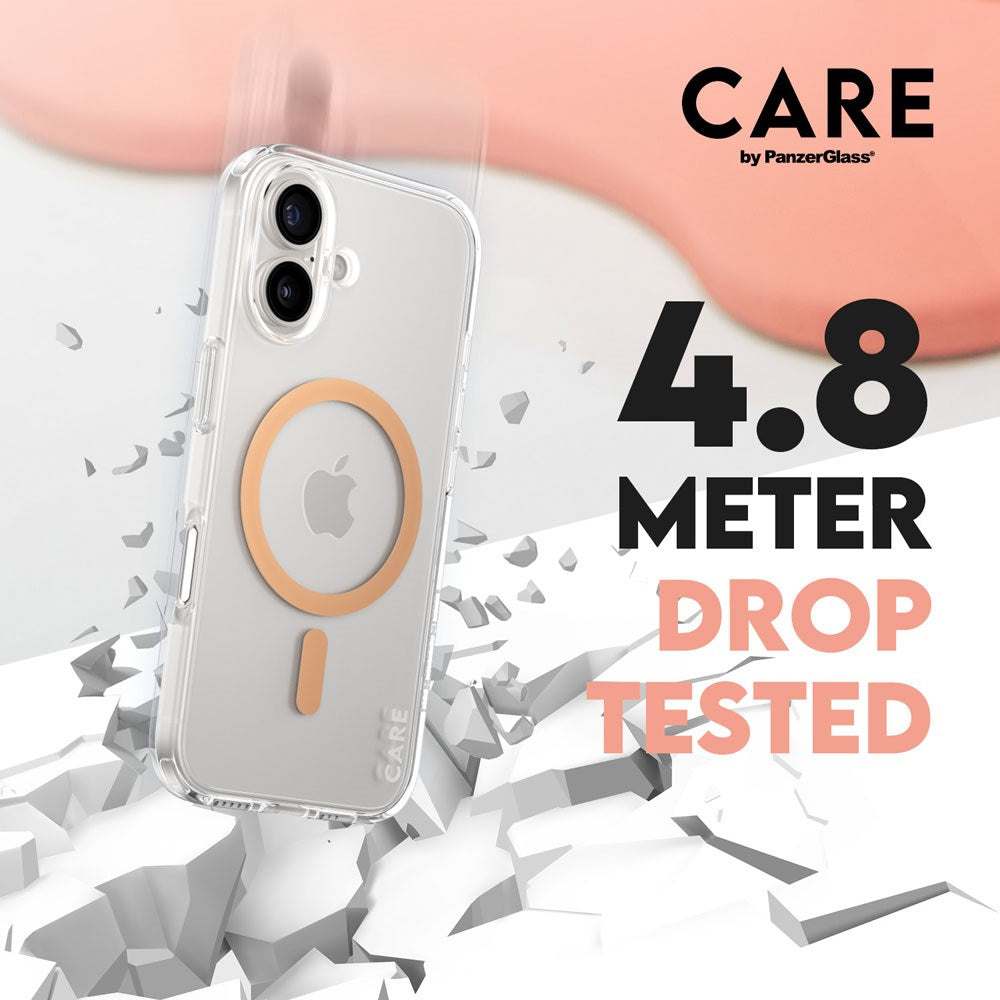 CARE by PanzerGlass iPhone 16 FLAGSHIP Urban Combat Cover - MagSafe Kompatibel - Transparent / Peach Fuzz