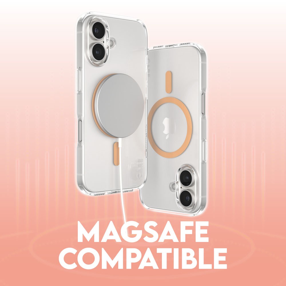 CARE by PanzerGlass iPhone 16 FLAGSHIP Urban Combat Cover - MagSafe Kompatibel - Transparent / Peach Fuzz