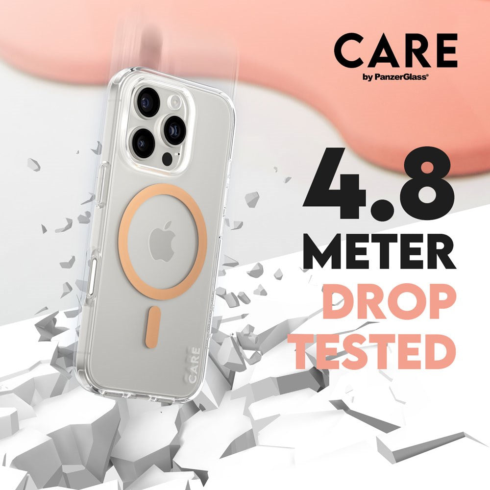 CARE by PanzerGlass iPhone 16 Pro FLAGSHIP Urban Combat Cover - MagSafe Kompatibel - Transparent / Peach Fuzz