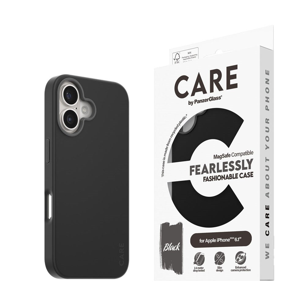 CARE by PanzerGlass iPhone 16 FASHION Fearlessly Fashionable Cover - MagSafe Kompatibel - Black