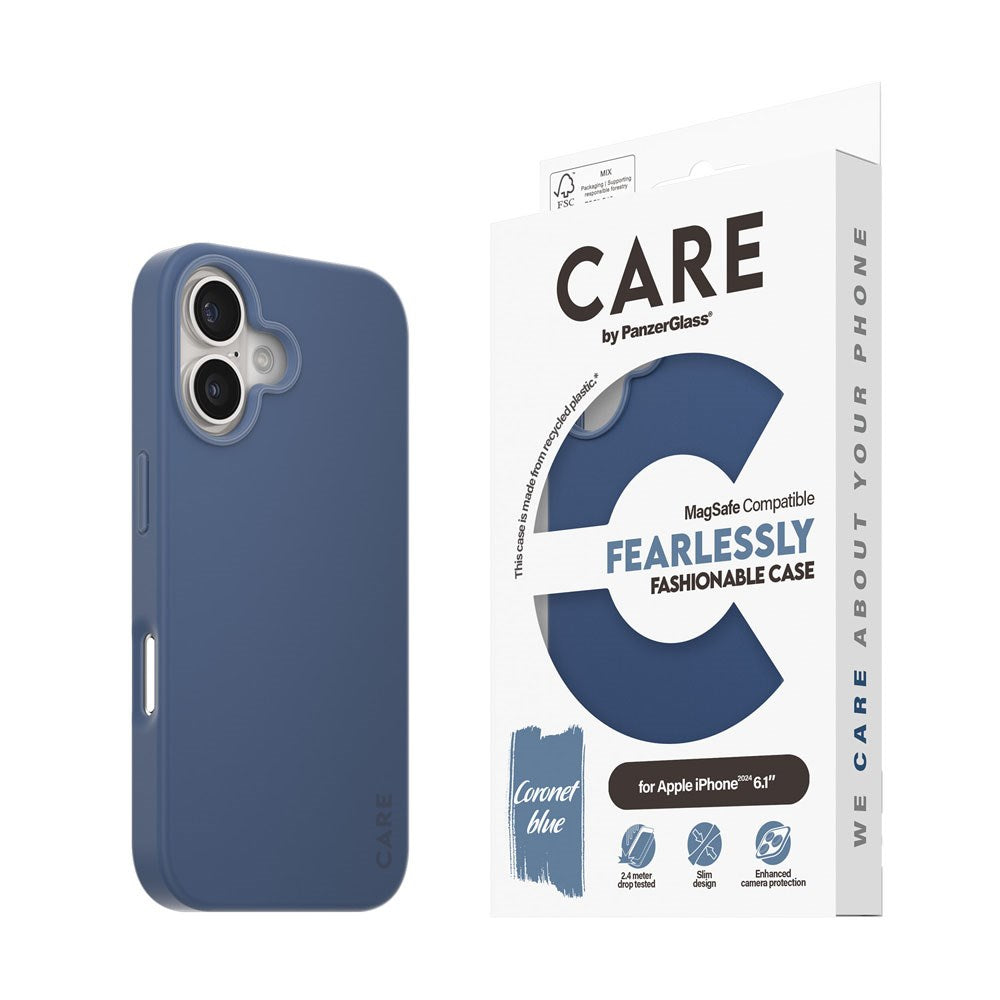 CARE by PanzerGlass iPhone 16 FASHION Fearlessly Fashionable Cover - MagSafe Kompatibel - Coronet Blue