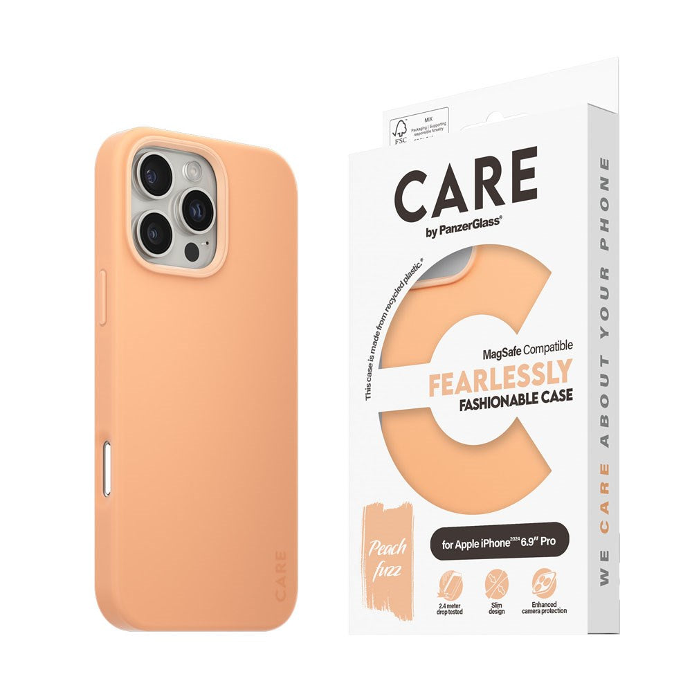 CARE by PanzerGlass iPhone 16 Pro Max FASHION Fearlessly Fashionable Cover - MagSafe Kompatibel - Peach Fuzz