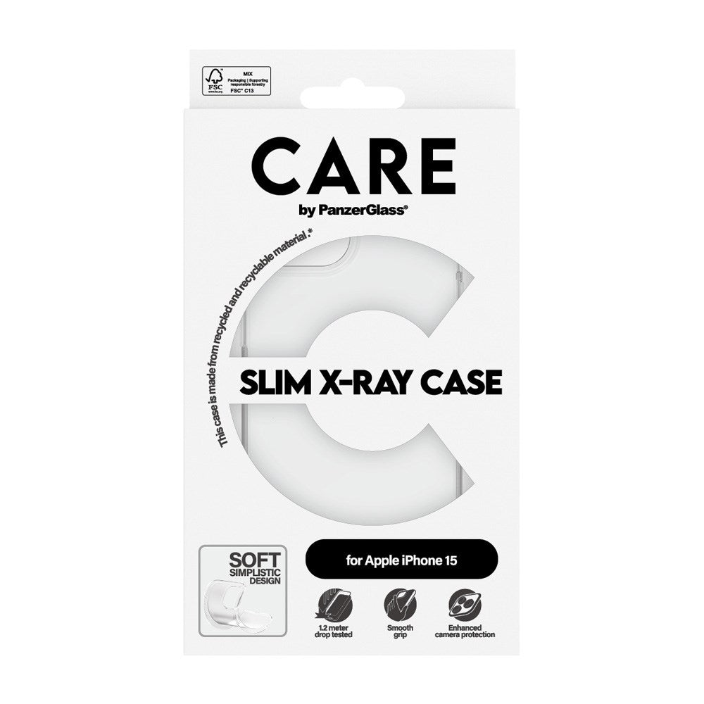 CARE by PanzerGlass iPhone 15 FASHION X-Ray Soft Basic Bagside Cover - Transparent
