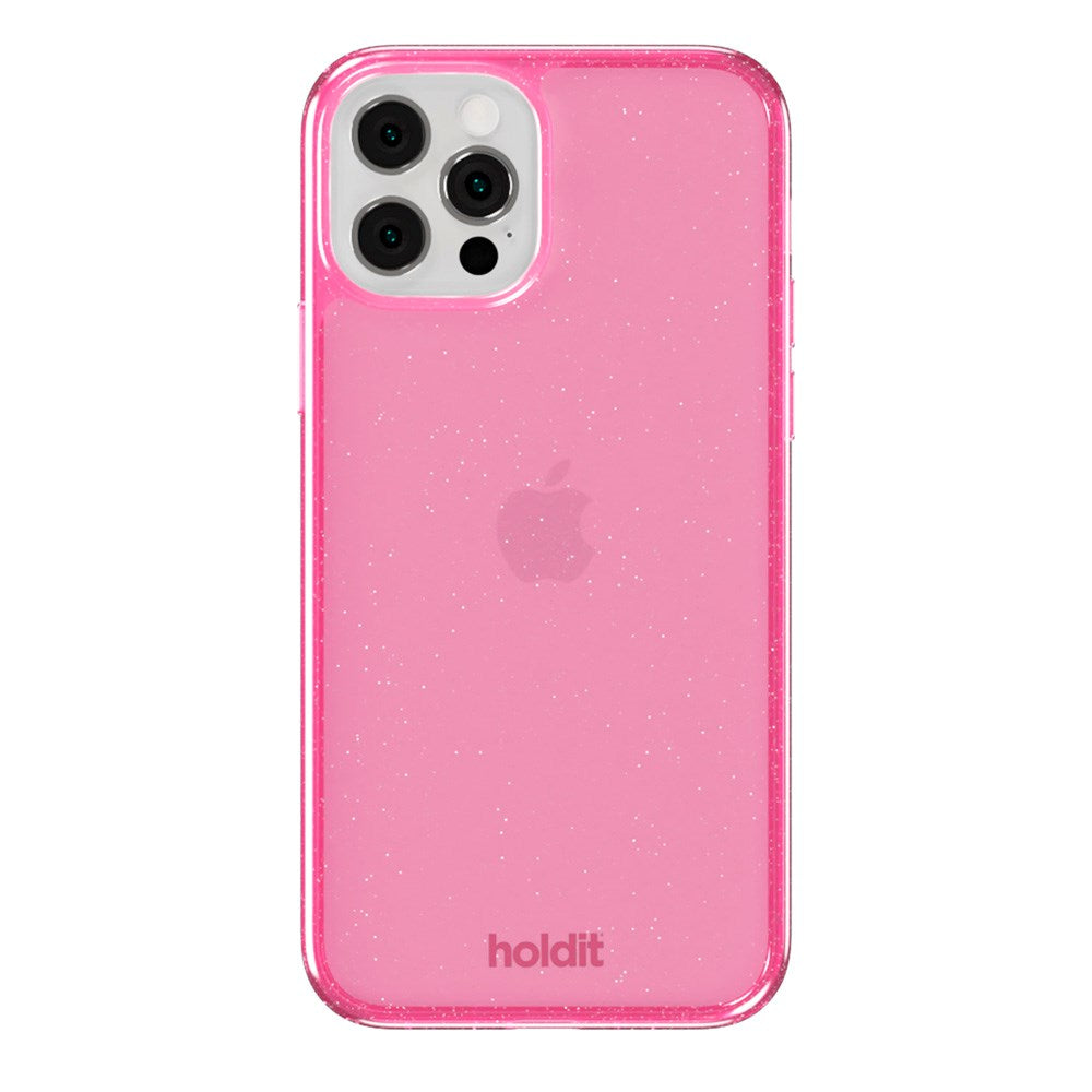iPhone 12 / 12 Pro Holdit Glitter Mobil Cover - Lyserød