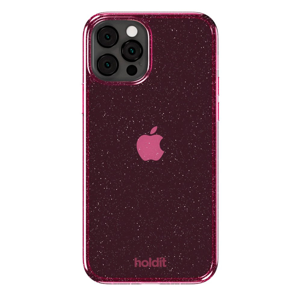 iPhone 12 / 12 Pro Holdit Glitter Mobil Cover - Lyserød