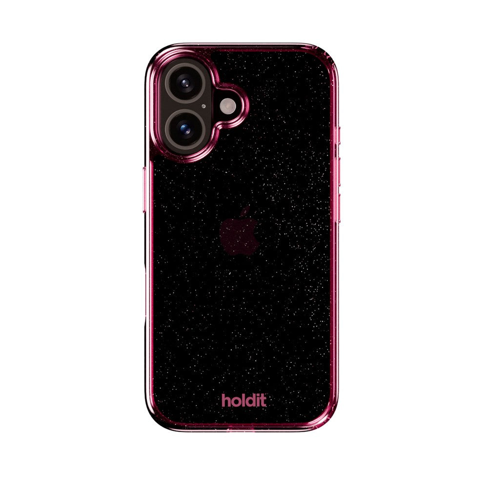 iPhone 16 Holdit Glitter Mobil Cover - Lyserød