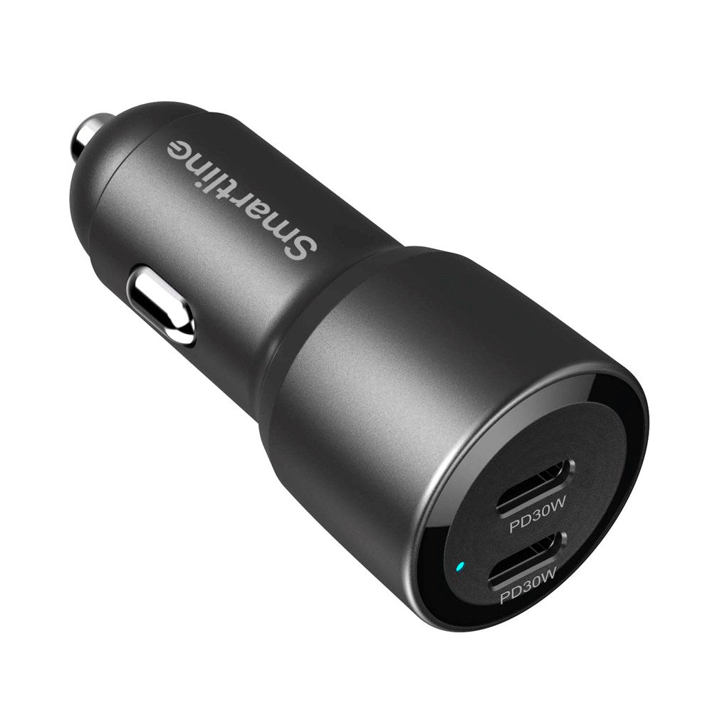 Smartline 60W Biloplader 2 x USB-C m. Power Delivery - Sort