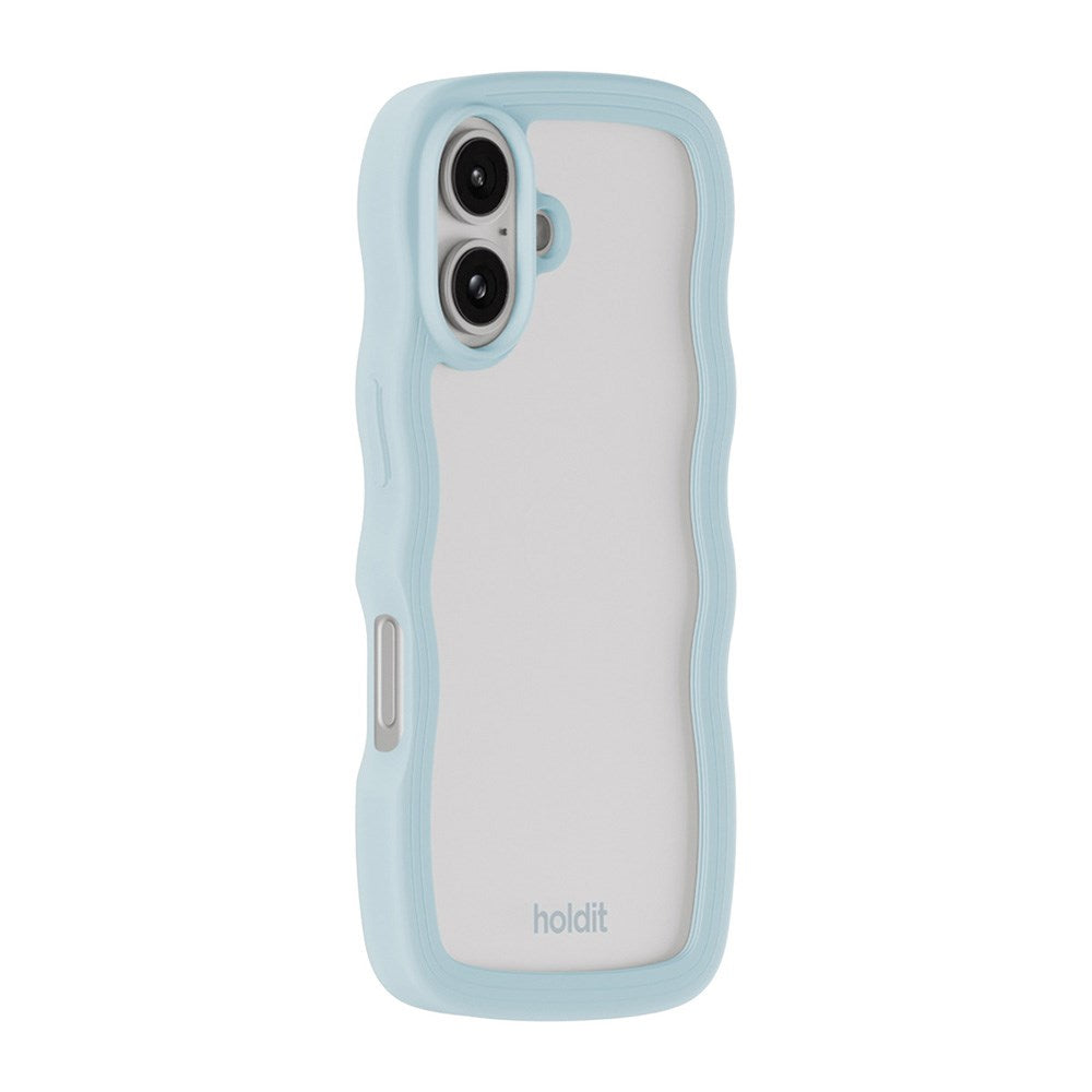 Holdit iPhone 16 Wavy Cover - Mineral Blue / Transparent